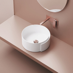 Comptoir en céramique de forme ovale pour hôtel moderne Oceno, facile à nettoyer, poli, garantie 5 ans, respectueux de l'environnement - Product Image 3