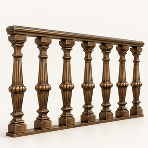 Rampe en bronze classique avec balustres cannelés tournés et colliers bombés, main courante et balustrade en métal - Product Image 3
