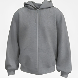 Sudadera con capucha de doble capa con cremallera para hombre, para entrenamiento en el gimnasio en invierno, capa exterior de peso pesado, base de alta densidad - Product Image 1