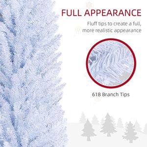 "618 Tip Indoor Christmas <b>Tree</b> 8ft Tall Unlit Pencil Artificial <b>Tree</b> W/ <b>Plastic</b> Base for Holiday White" - Product Image 6