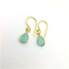 Boucles d'oreilles pendantes en calcédoine aquatique en forme de goutte, fournisseur en gros de boucles d'oreilles pendantes en forme de goutte - Product Image 4