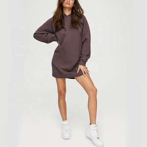 Vestido Sudadera con Capucha Oversize para Mujer, Color Liso, Manga Larga, Tejido de Algodón Transpirable, Ropa de Otoño - Product Image 2