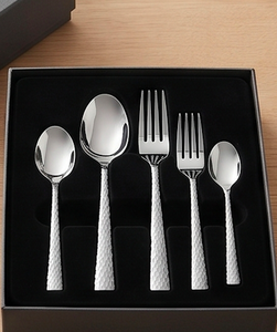 Ensemble de couverts en acier inoxydable martelé, design minimaliste, finition miroir haute brillance, résistant à la rouille, pour événements de mariage - Product Image 6