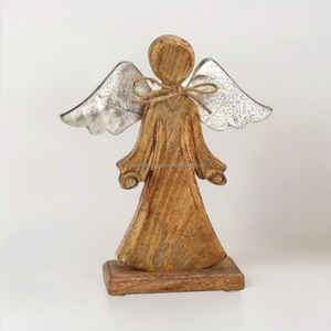 Decor Impex New Design <b>Wooden</b> Angel Figurines Customizable Size for Outdoor <b>Garden</b> and Home Xmas Decoration - Product Image 4