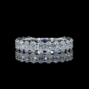 แหวนเพชรทรงรีเพาะเลี้ยงในห้องปฏิบัติการแบบ Eternity Band ทอง 10K 14K 18K เงิน 925 935 เครื่องประดับทันสมัยสำหรับวันครบรอบ งานหมั้น และงานแต่งงาน - Product Image 1