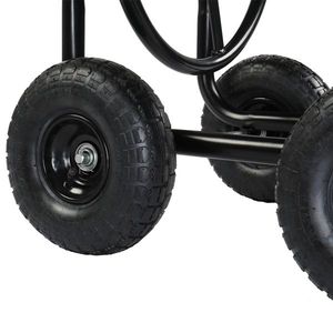 Carrello Porta Tubi da Giardino in Ferro Nero con Tubo Verde 97*53*100cm - Product Image 5