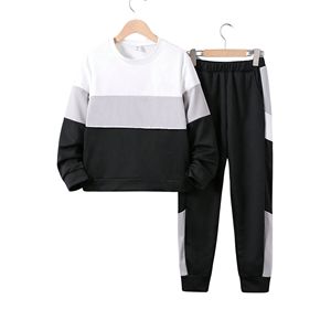 Conjunto Deportivo Unisex con Bloques de Color, Manga Larga, Ropa Casual de Otoño, Material de Poliéster Transpirable, Corte Regular, Conjunto de Joggers para Adultos - Product Image 1