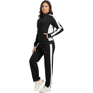 Tracksuit Women Cotton Polyester Blend Vintage Style Zip Up Jacket Flared <b>Pants</b> Retro Lounge Set - Product Image 2