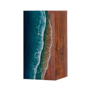 Ocean Wave Resin Cremation Urn Handcrafted Rosewood <b>Memorial</b> <b>Box</b> handmade creamation urn <b>box</b> - Product Image 1
