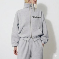Survêtement unisexe en molleton écologique avec strass, fermeture éclair intégrale, col en V, imprimé Ohio, sweat-shirt décontracté d'hiver, poches latérales, 100 % coton