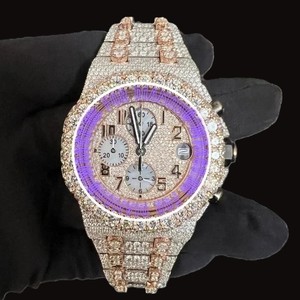 Reloj de Lujo con Diamantes de Moissanita VVS de Alta Calidad, Estilo Clásico, Diseño Hiphop, Caja de Acero Inoxidable, Calendario Completo - Product Image 1