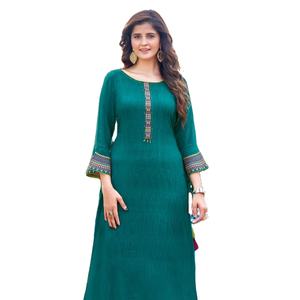 Rayón bordado étnico Kurtis para damas colección de vestidos largos para venta en línea - Product Image 1