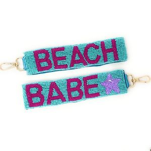 Porte-clés personnalisé avec nom, fermeture éclair ajustable, perles faites à la main, style plage, perles de rocaille colorées, tendance - Product Image 1