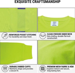 เสื้อเชิ้ตแขนยาวพรีเมียมสำหรับงานนิรภัย สะท้อนแสงมองเห็นได้ชัดเจน เหมาะสำหรับงานก่อสร้าง งานถนน คลังสินค้า และใช้งานกลางแจ้ง - Product Image 3