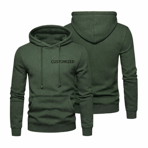 Sudadera con capucha unisex de moda al por mayor, personalizada, color verde oliva oscuro, transpirable, con logo, estilo pullover, de forro polar. - Product Image 1