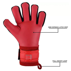Premium Quality German <b>Latex</b> Custom Design Black and Red German <b>Latex</b> Stretchable Soccer Goalkeeper <b>Gloves</b> 3mm German <b>Latex</b> - Product Image 3