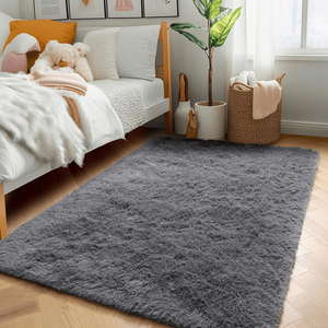 Tapis d'intérieur gris moelleux 1,5 m x 2,4 m, grand tapis shaggy doux et confortable antidérapant pour salon et chambre à coucher - Product Image 5