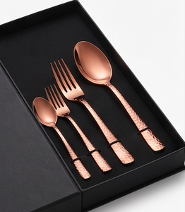 Ensemble de couverts modernes en cuivre, 5 pièces, finition martelée, acier inoxydable, pour mariage et repas - Product Image 6