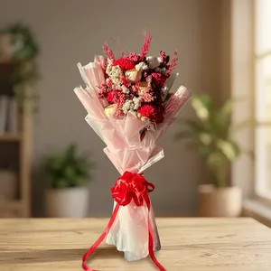 Ramo de Rosas Preservadas Hecho a Mano, Caja de Regalo con Flores Secas, Arreglo Floral de Larga Duración para Regalos del Día de San Valentín - Product Image 1