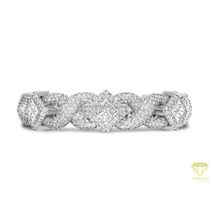 สร้อยข้อมือเพชรโมอิสซาไนต์เงินแท้ 925 พรีเมียม ดีไซน์ข้อต่อเชื่อมต่อแบบโดดเด่น พร้อมเคลือบสีขาวเงางาม - Product Image 1