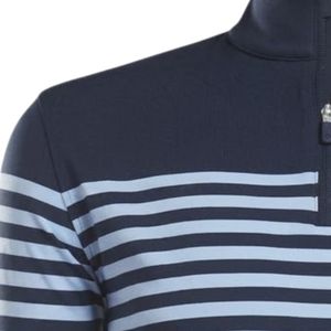 Navy Blue Striped <b>Long</b> <b>Sleeve</b> Quarter Zip Golf Pullover Men's Performance Sports <b>Top</b> Outdoor <b>Training</b> Wear Casual Athletic - Product Image 6