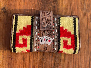 Nuevo estilo occidental, embrague de cuero con herramientas aztecas, Real hecho a mano, herramientas marrones Vintage, diseño único de baraja de tarjetas, billetera de cuero - Product Image 2