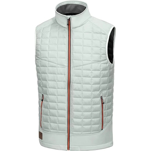 Chaleco Acolchado Impermeable Gris Claro para Hombre, Cuello Alto, Cierre de Cremallera, Sin Mangas, Estilo Deportivo, ODM para Otoño - Product Image 2