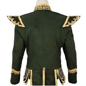 เสื้อแจ็คเก็ตเชิ้ตสีเขียวสไตล์วินเทจสำหรับทุกเพศ พร้อมลายปักสีทอง ปกแบบแมนดาริน ตกแต่งอีโปเล็ต ทรงเข้ารูป เหมาะสำหรับใส่ในฤดูหนาว ลายเสือดาว - Product Image 2
