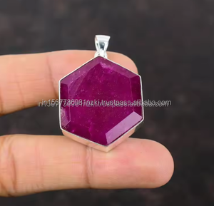 Hot Selling 925 Sterling Silver <strong>Ruby</strong> Pendant Handmade Boho Vintage Design Anniversary Gift for Mom with Lovers <strong>Shape</strong> Red Jewelry - Product Image 4