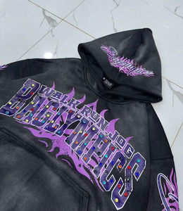 Sudadera con Capucha Personalizada, Estilo Vintage, Lavada, Desteñida por el Sol, Informal, con Pedrería, Transpirable, Ecológica, 100% Algodón, Unisex, Fabricación OEM - Product Image 5