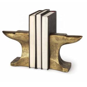 Ensemble de serre-livres en aluminium de haute qualité, 2 pièces, or poli, antidérapant, organiseur de livres, étagère, cadeau pour les amoureux des livres - Product Image 1