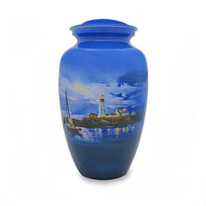 Urna de cremación para cenizas de personas, urna de tamaño grande para adultos, suministros funerarios de diseño de playa - Product Image 3