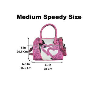 Sac de voyage Western en cuir véritable fait main avec motif cœur incrusté et gravure florale, sacs de voyage en cuir à poils pour femmes - Product Image 2