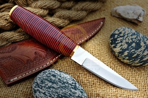 Couteau de chasse extérieur personnalisé fait main en acier au carbone avec manche en bois résine et lame fixe, étui en cuir (sur mesure, garantie 3 ans) - Product Image 4