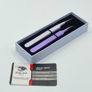 ชุดแหนบต่อขนตา Lucky Lash Tools ระดับมืออาชีพ ทำจากสแตนเลส สีเทาประกายวิ้งค์และสีม่วง ปลายไฟเบอร์ สำหรับต่อขนตา - Product Image 3