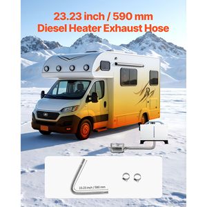 Tubo di Scarico Flessibile in Acciaio Inox da 23,6 Pollici per Riscaldatore Diesel con 2 Morsetti, Tubo di Scarico per Camper - Product Image 2
