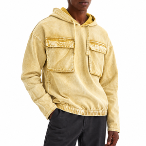 Sudadera con Capucha Unisex de Moda, 100% Algodón, Estilo Oversize, Lavado Ácido, con Bolsillos Cargo, Estilo Urbano, Hip Hop - Product Image 4