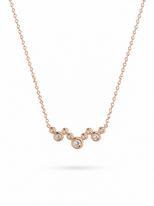 Collier pendentif en or rose plaqué diamant 18 carats, chaîne serpent minimaliste, pour femme, usage quotidien, coupe brillante ronde, motif floral - Product Image 4