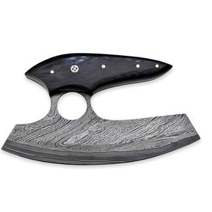 Cuchillo para Pizza de Acero de Damasco Industrial de Alta Calidad, Hecho a Mano, con Doble Hoja en Forma de Hacha - Product Image 3