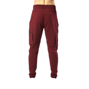 Pantalones Deportivos Cargo Color Granate para Hombre, Cintura Elástica con Cordón, Múltiples Bolsillos, Joggers Casuales, Mezcla de Poliéster y Algodón de Peso Medio, Ropa de Otoño - Product Image 6