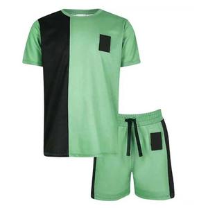 Conjunto de Verano para Hombre, Color Liso con Bloques de Color, Pantalones Cortos y Camisetas al por Mayor, Conjuntos para Jóvenes y Adultos, 100% Algodón, Conjuntos de Ropa para Hombre - Product Image 1