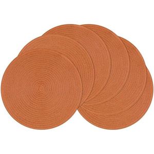 Set di 6 tovagliette rotonde lavabili da 15 pollici in cotone e poliestere intrecciato, tovagliette per tavola da pranzo, decorazione per la tavola - Product Image 2