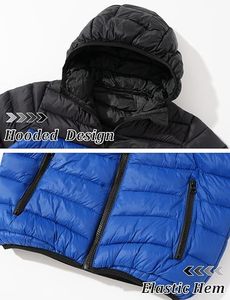 Blouson d'hiver matelassé léger coupe-vent à capuche pour homme avec rembourrage 100 % duvet, design pliable, pochette de rangement - Marque personnalisable - Product Image 3