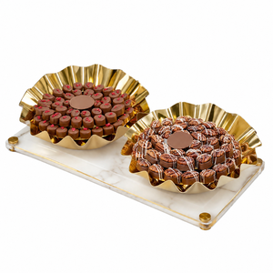 <b>Assorted</b> <b>Chocolate</b> Gift Bowl With Gold Fluted Bowls Premium Marble Serving Platter For Wedding Corporate Gifting And Holiday - Product Image 1