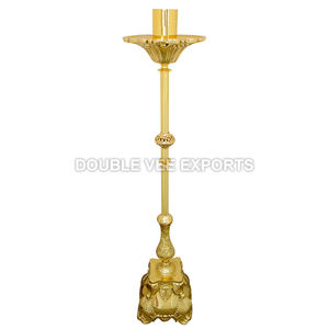 Candelabro Pasqual de Latón Macizo |   Candelabro Tradicional de Iglesia para Pascua - DOUBLE VEE EXPORTS - Product Image 2