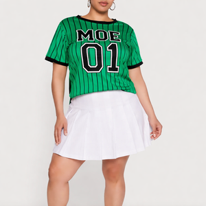 Robe de football américain tendance 2026 personnalisée pour femme, à rayures fines, en maille polyester, manches courtes, uniforme d'équipe, OEM, approvisionnement en gros, USA - Product Image 2