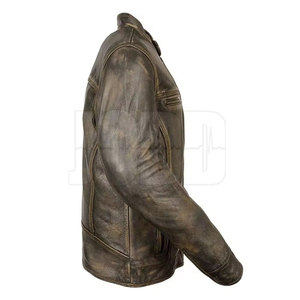Top Design Men's Genuine Cow Skin Leather Jacket with <b>Stand</b> Collar and Front Logo Custom Colors & High Quality Wholesale - Product Image 2