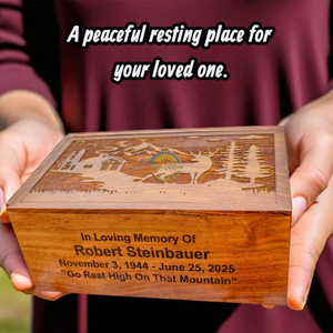 Ocean Inspired Resin & Natural Wood Cremation Urn Handmade Blue Wave Funeral Ashes <b>Box</b> by AYAANS - Product Image 6