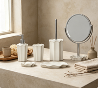 Ensemble d'accessoires de salle de bain en céramique 5 pièces, kit de bain décoratif avec distributeur de savon pour la maison et l'hôtel