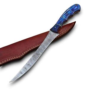 Cuchillo de filetear profesional hecho a mano de acero de Damasco con mango de madera Pakka de 7 pulgadas, ajustable para ambidiestros, afilado como una navaja, OEM - Product Image 1